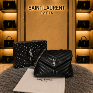 ysl saint laurent grain de poudre matelasse chevron medium monogram satchel black with box 6548