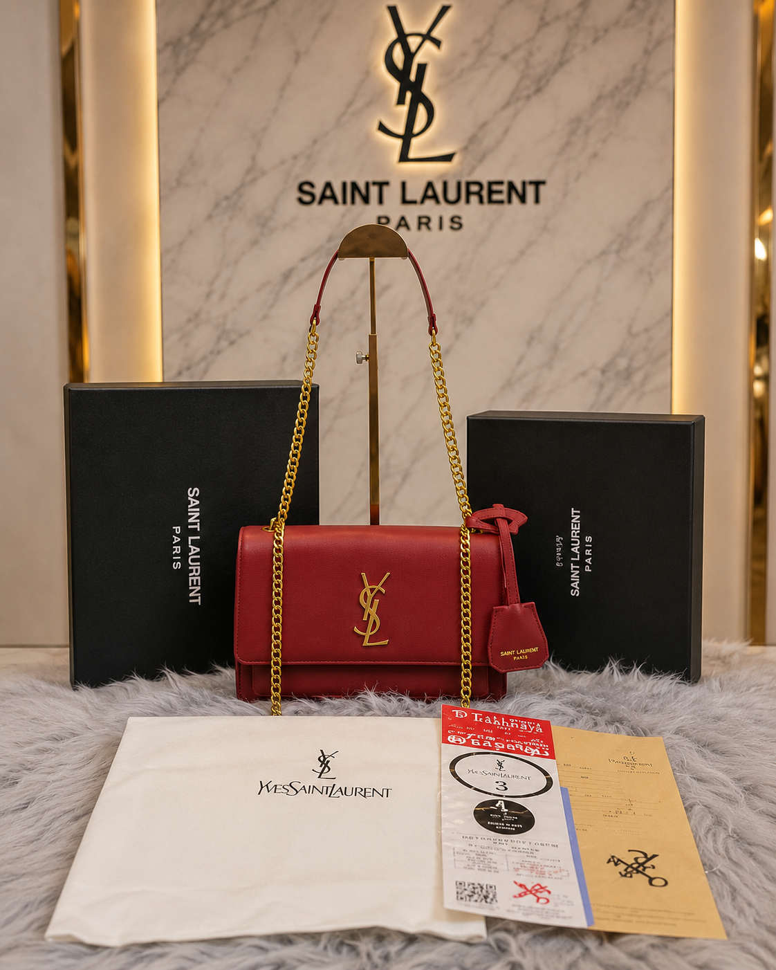 ysl saint laurent sunset medium chain shoulder bag with box dustbag bill 6617 ysl saint laurent sunset medium chain shoulder bag with box dustbag bill 6617