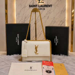 ysl saint laurent sunset shoulder bag features crocodile embossed leather and signature gold tone ysl hardware with box premium quality 6615