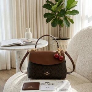 coac emory top handle bag with cherry charm with box 6641