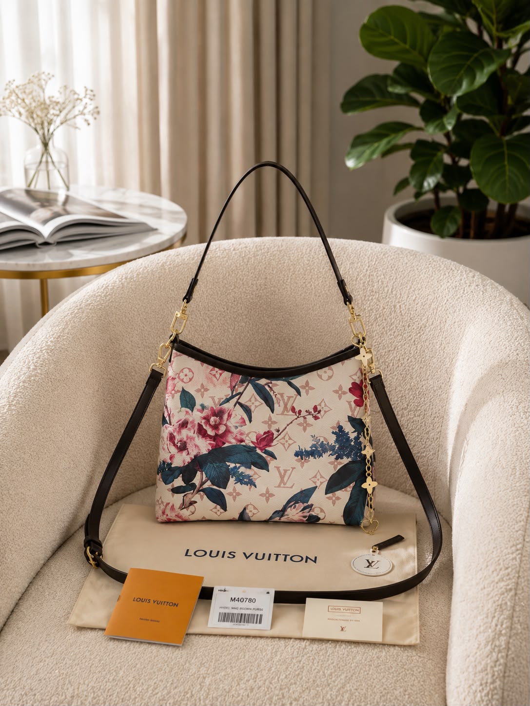 loui vuitton lv hobo with flower charm with box 6655 loui vuitton lv hobo with flower charm with box 6655