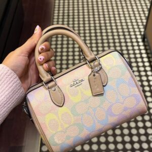 coacch mini rowan crossbody bag rainbow signature canvas with og box & dust cover ch160 rainbow
