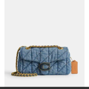coacch quilted denim tabby small shoulder bag denim blue with og box & dust cover 701 denim