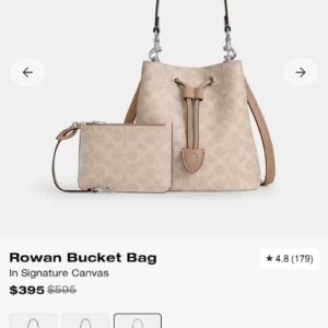 coacch rowan signature beige bucket bag with small removable zip pouch with og box & dust cover milk tea