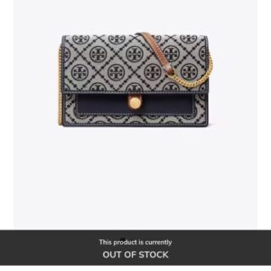 torry burch t monogram jacquard navy crossbody chain wallet with og box dust cover 405 navy