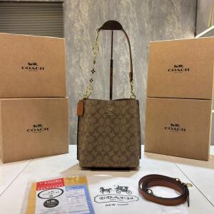 coac mollie signature bucket bag with extra long sling and carry bag & og box 5422