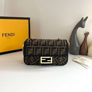 fend baguette jacquard ff fabric bag brown with box 928 fend baguette jacquard ff fabric bag brown with box 928