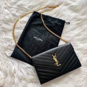 ysl envelope black gold crossbody shoulderbag with og box dust cover 10822