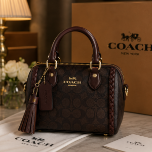 coacchh rowan mini braided crossbody bag with original magnet box & carry bag 6556