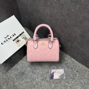 coacch mini rowan crossbody signature pink with og box & dust cover pink
