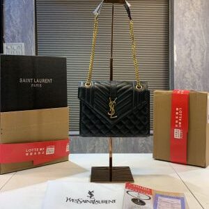 ysl saint laurent college medium chain bag khaki dubble box packing 5380