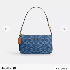 coacch nolita 19 small shoulder bag denim blue with og box & dust cover denim blue cn101