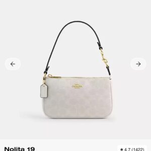coacch nolita 19 white chalk signature canvas shoulder bag with og box & dust cover cn101