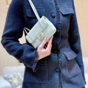 chaneel preppy leather coco small flap bag with og box & dust cover 2113 blue