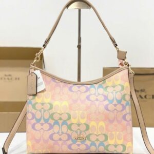 coac laurel shoulder bag rainbow signature canvas with og box dust cover 6747