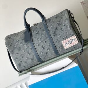 louiis vuitton lv monogram washed denim high quality duffle bag with dust cover