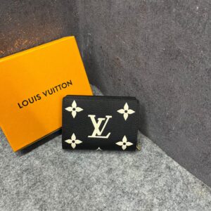 louiis vuitton portefeuille clea bifold black cream wallet monogram empreinte tourterelle with og box dust cover & carry bag m80152 black silk screen