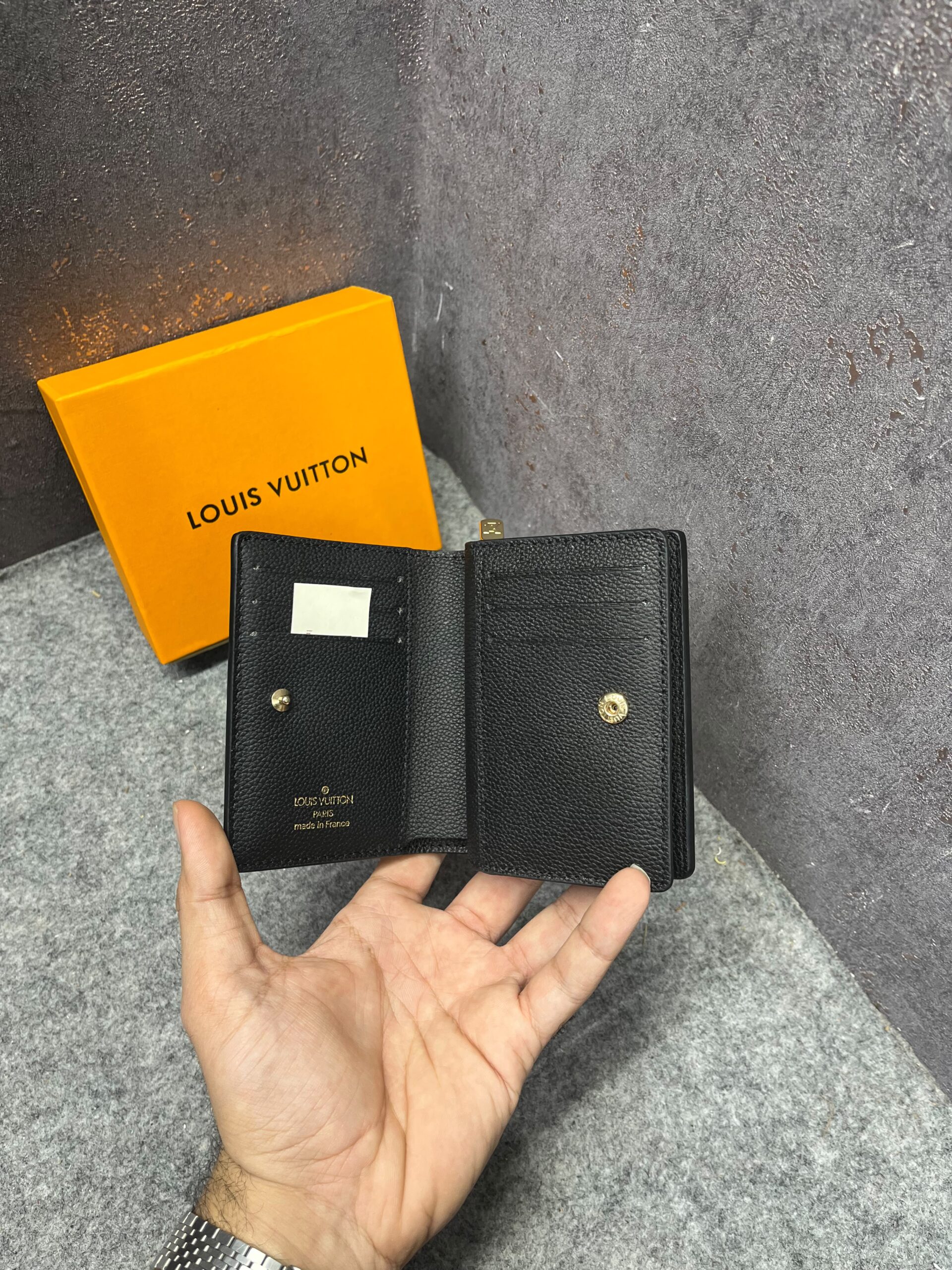 louiis vuitton portefeuille clea bifold black cream wallet monogram empreinte tourterelle with og box dust cover & carry bag m80152 black silk screen louiis vuitton portefeuille clea bifold black cream wallet monogram empreinte tourterelle with og box dust cover & carry bag m80152 black silk screen