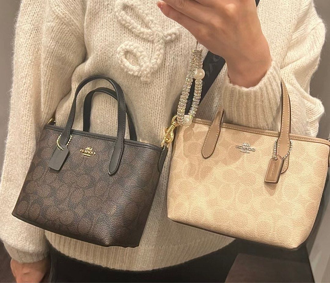coacch city mini tote with og box dust cover signature canvas milk tea apricot 6602 coacch city mini tote with og box dust cover signature canvas milk tea apricot 6602